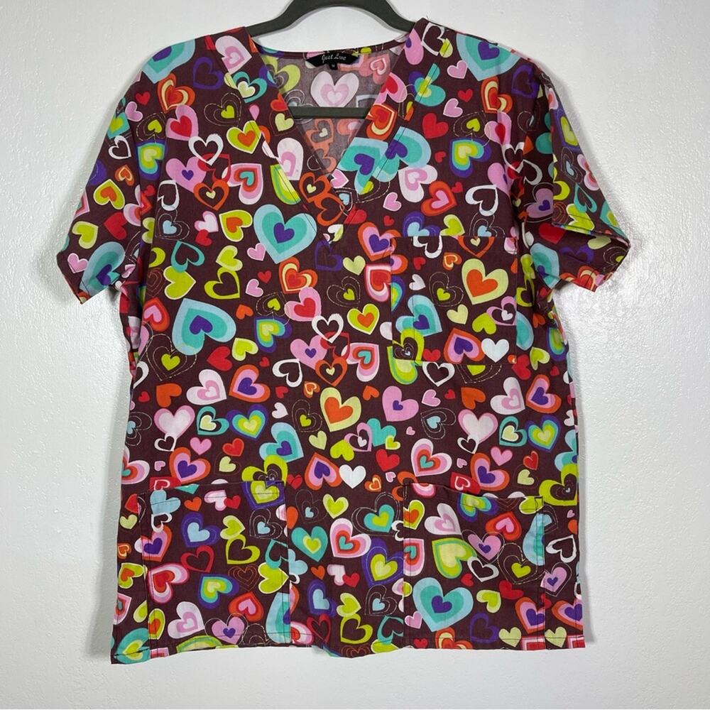 Just Love, Hearts Scrub Top. Size Medium. In excellent condition!